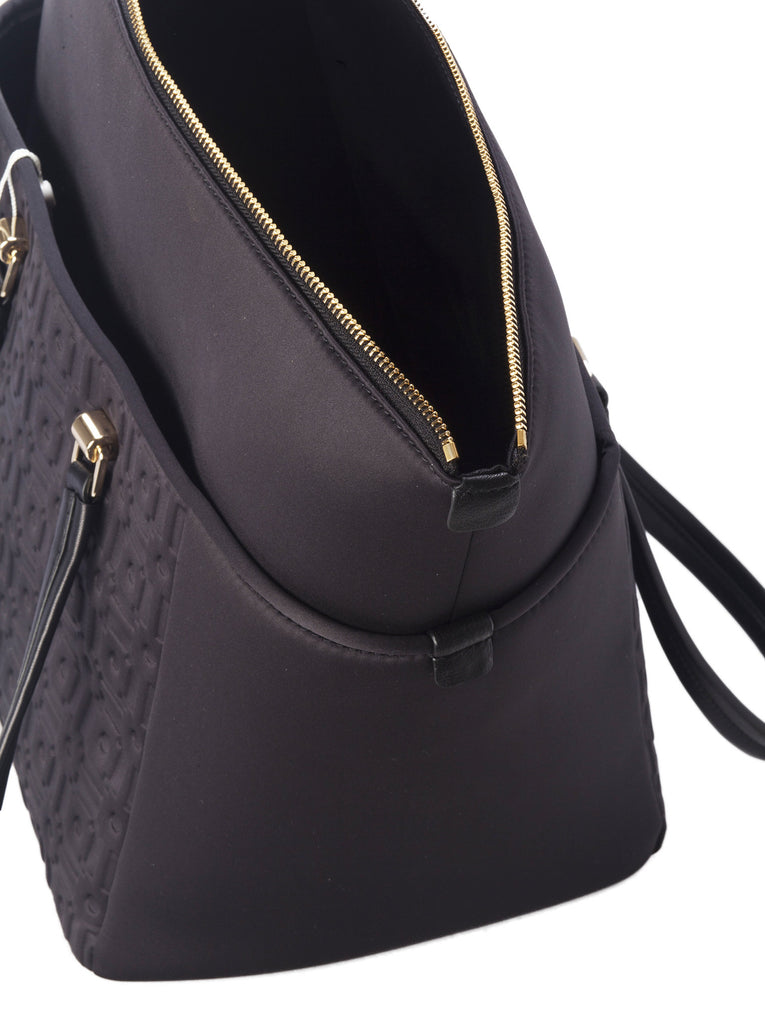 Embossed Neoprene Shopper Tote - Black