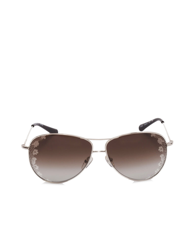 Lace Aviator Sunglasses - Silver & Brown