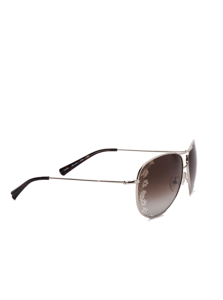 Lace Aviator Sunglasses - Silver & Brown