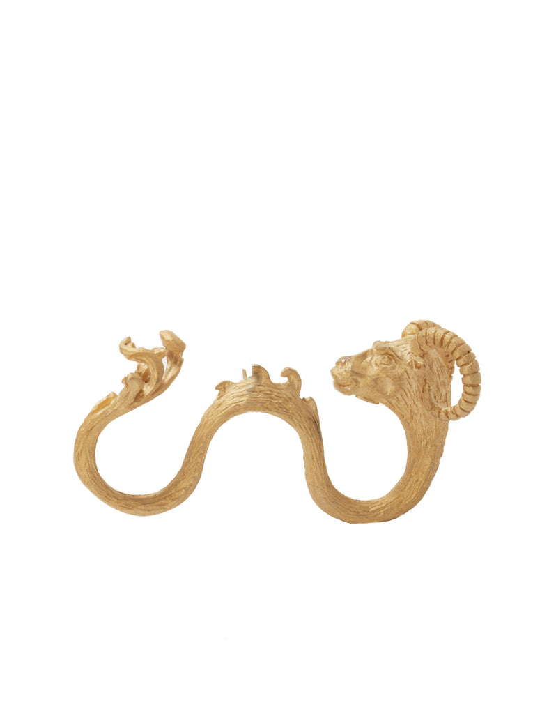 Gold-Plated Three-Finger Goat Ring