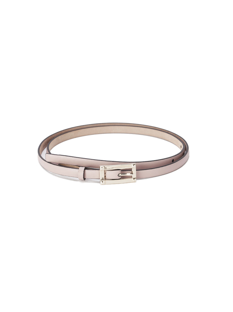 Leather Skinny Belt - Nude