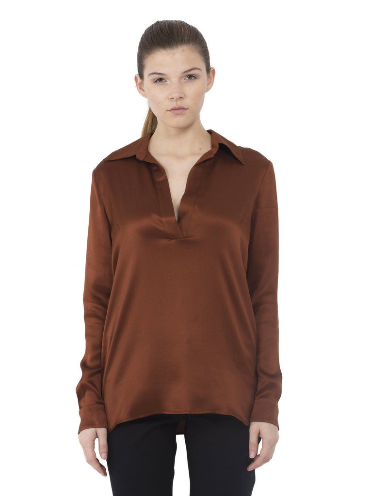 Dark Orange Hammered Silk Tunic